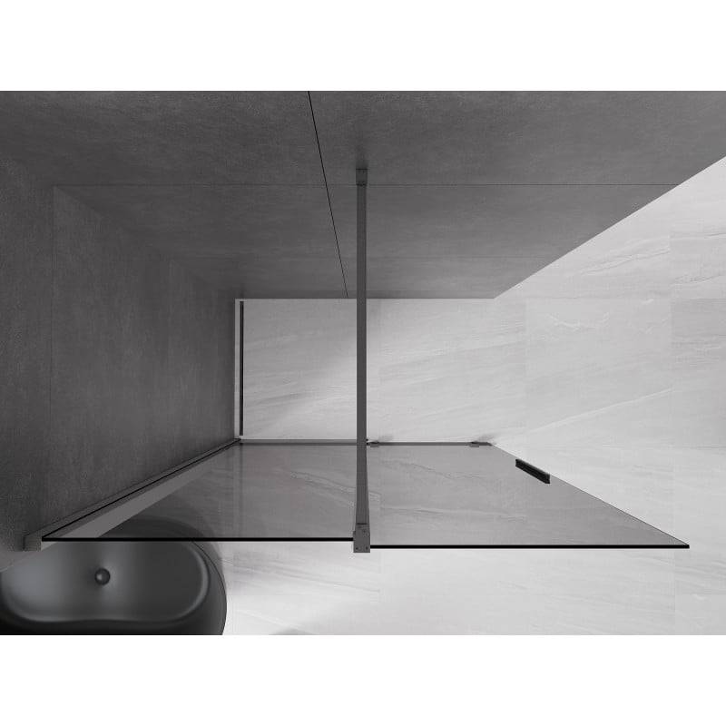 Mexen Velar paroi de douche coulissante Walk-in 150 x 200 cm, graphite 8 mm, gris acier brossé - 871-150-000-43-66