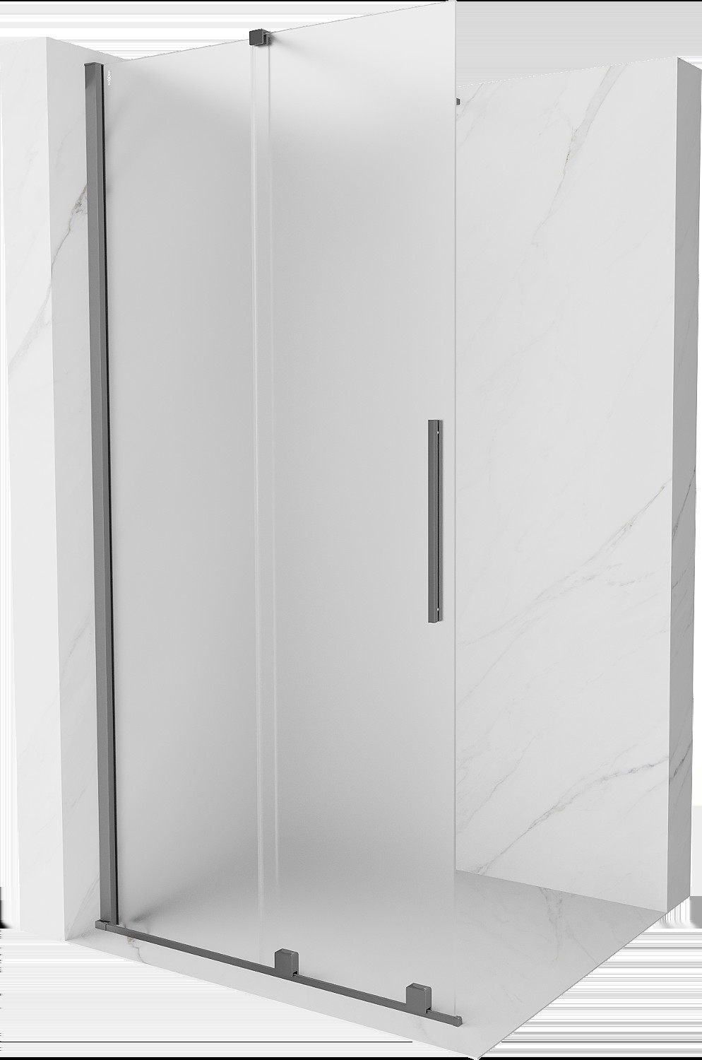 Mexen Velar ścianka prysznicowa rozsuwana Walk-in 110 x 200 cm, szron 8 mm, gun metal - 871-110-000-33-95