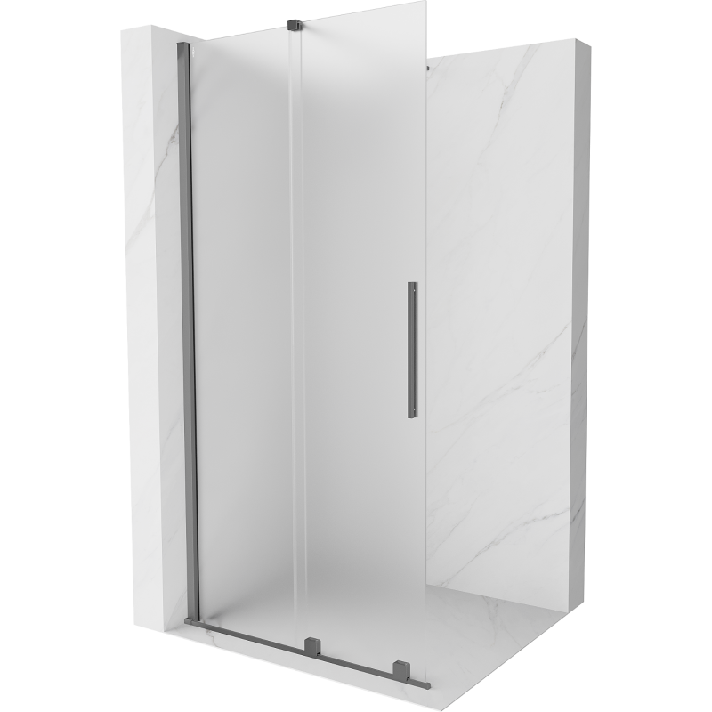 Mexen Velar ścianka prysznicowa rozsuwana Walk-in 100 x 200 cm, szron 8 mm, gun metal - 871-100-000-33-95