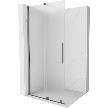 Mexen Velar sliding shower wall Walk-in 100 x 200 cm, frost 8 mm, gun metal - 871-100-000-33-95