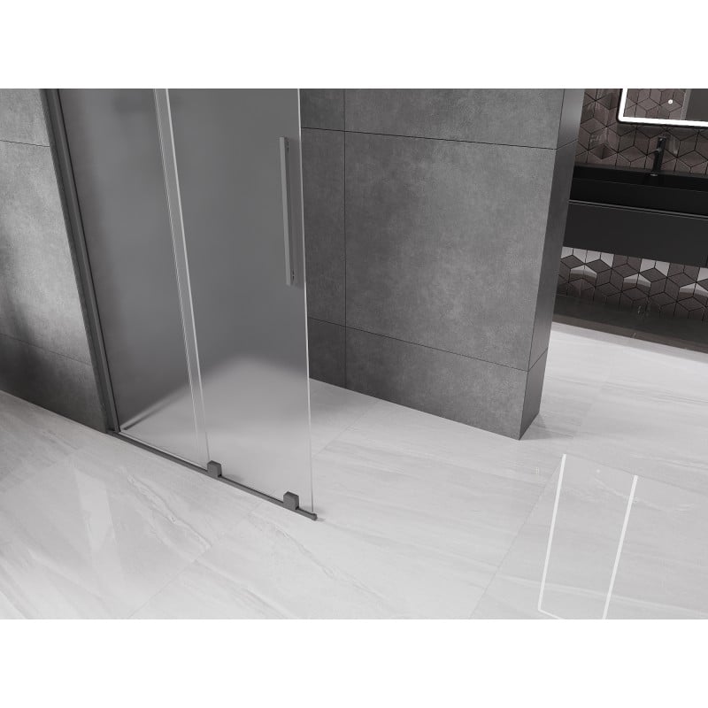 Mexen Velar sliding shower wall Walk-in 100 x 200 cm, frost 8 mm, gun metal - 871-100-000-33-95