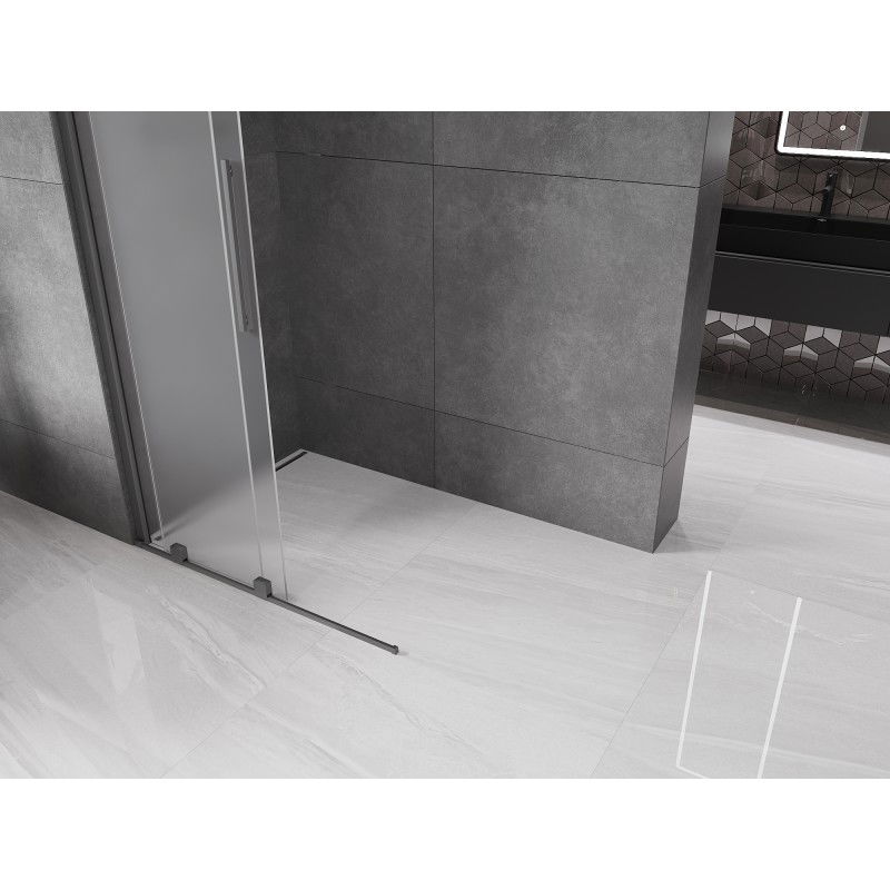 Mexen Velar paroi de douche coulissante Walk-in 90 x 200 cm, givré 8 mm, métal noir - 871-090-000-33-95