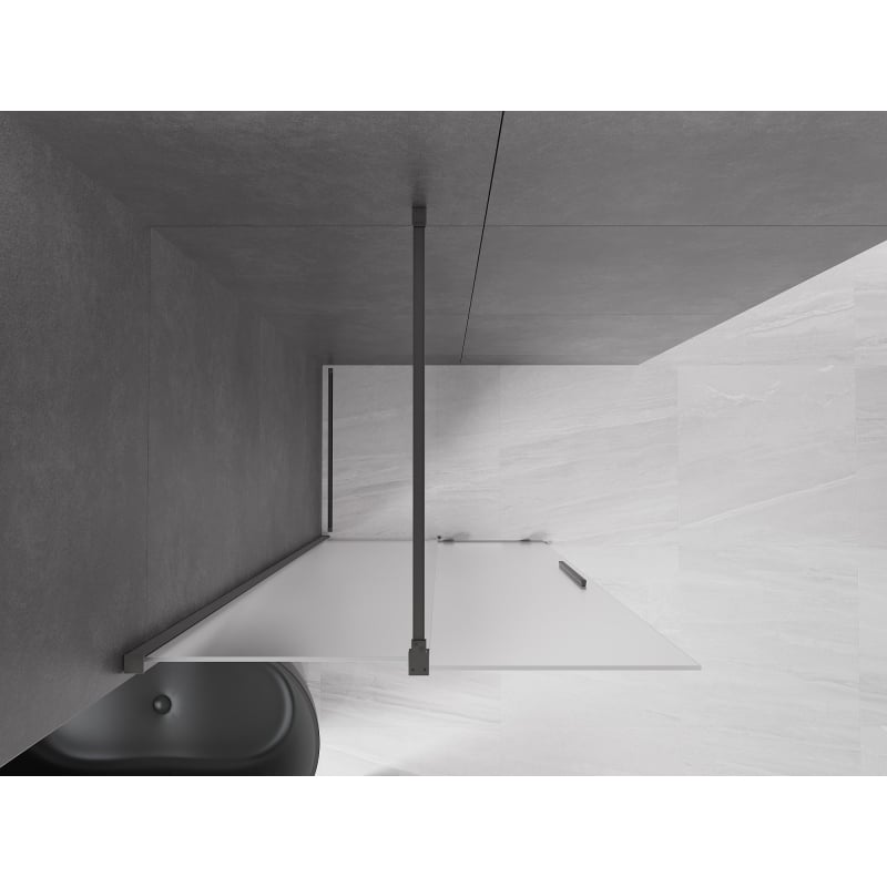 Mexen Velar sliding shower wall Walk-in 85 x 200 cm, frost 8 mm, gun metal - 871-085-000-33-95