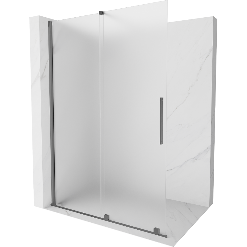 Mexen Velar ścianka prysznicowa rozsuwana Walk-in 150 x 200 cm, szron 8 mm, gun metal - 871-150-000-33-95