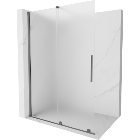 Mexen Velar Dusche Wandverkleidung ausziehbar Walk-in 140 x 200 cm, matt 8 mm, gun metal - 871-140-000-33-95