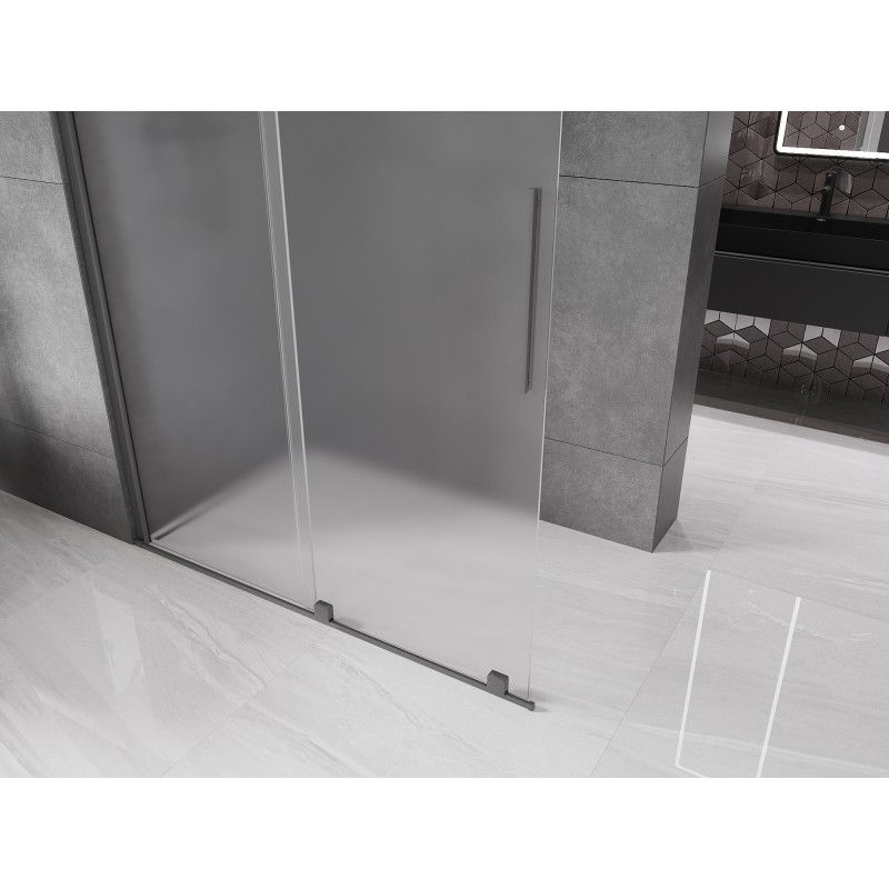Mexen Velar ścianka prysznicowa rozsuwana Walk-in 140 x 200 cm, szron 8 mm, gun metal - 871-140-000-33-95
