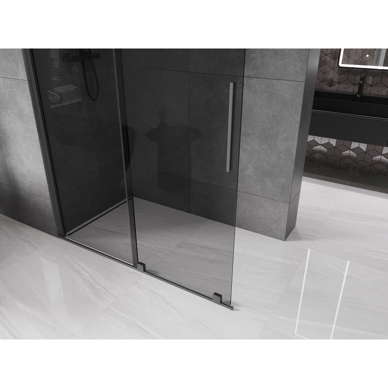 Mexen Velar cloison de douche coulissante Walk-in 130 x 200 cm, graphite 8 mm, métal canon - 871-130-000-43-95