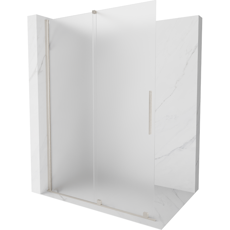 Mexen Velar schuifbare douchewand Walk-in 160 x 200 cm, matglas 8 mm, geborsteld nikkel - 871-160-000-33-97
