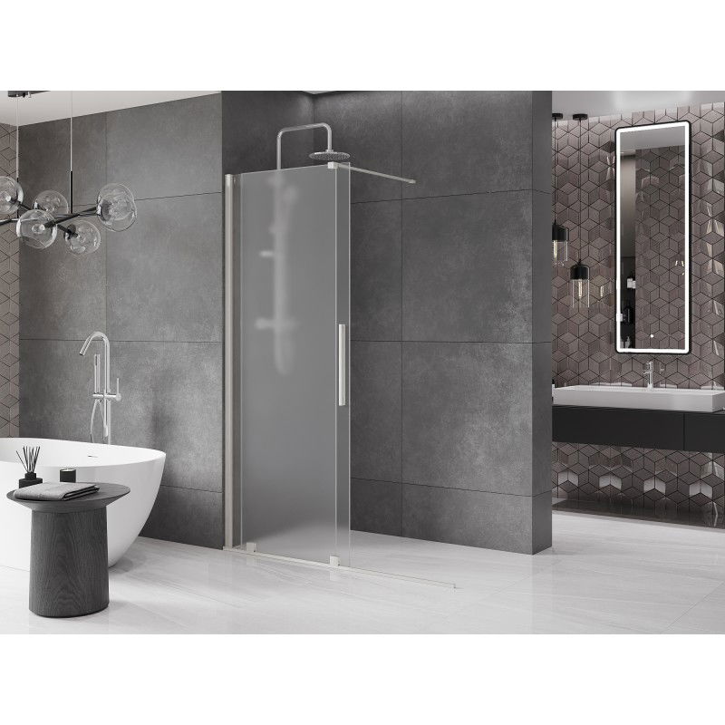 Mexen Velar Paroi de douche coulissante Walk-in 150 x 200 cm, givre 8 mm, nickel brossé - 871-150-000-33-97
