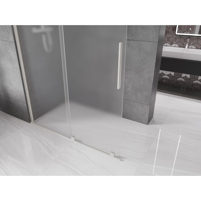 Mexen Velar ścianka prysznicowa rozsuwana Walk-in 160 x 200 cm, szron 8 mm, nikiel szczotkowany - 871-160-000-33-97