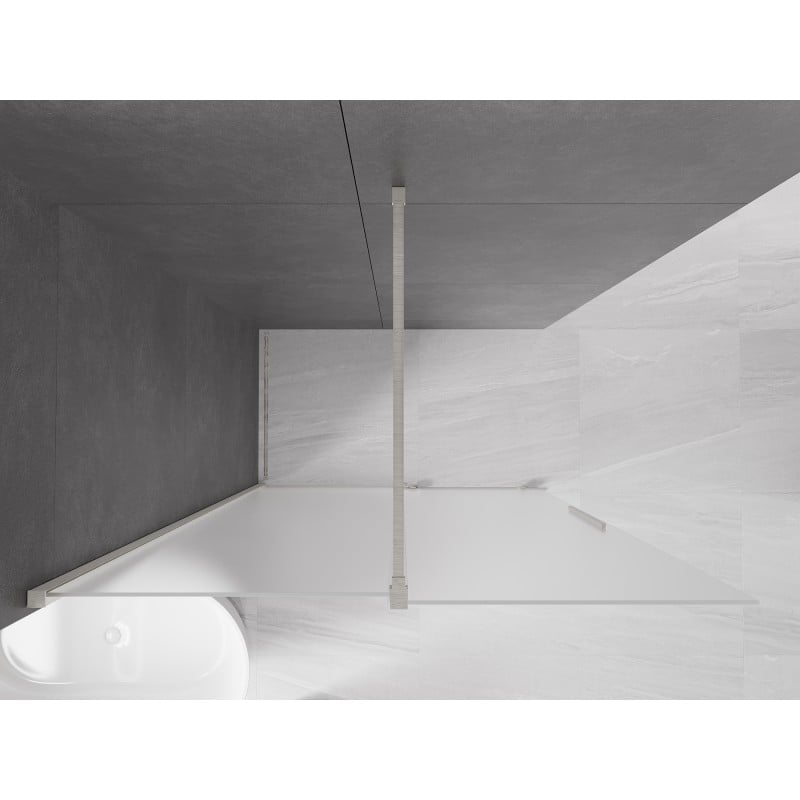 Mexen Velar parete doccia scorrevole Walk-in 150 x 200 cm, brina 8 mm, nichel spazzolato - 871-150-000-33-97