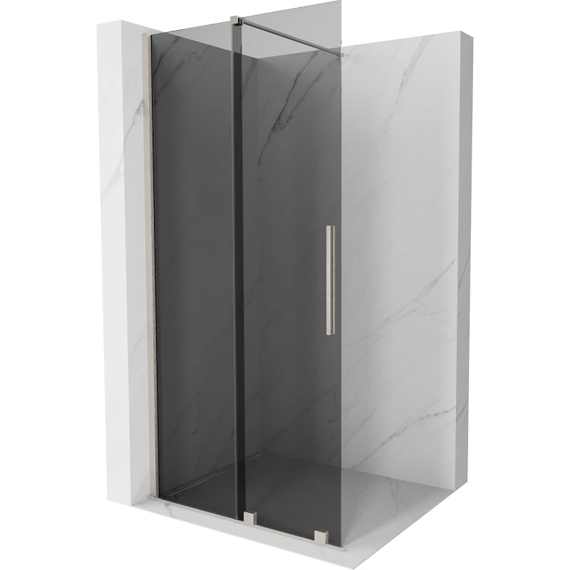 Mexen Velar Klizna zidna za tuš koja se razvlači Walk-in 120 x 200 cm, grafit 8 mm, brušeni nikal - 871-120-000-43-97