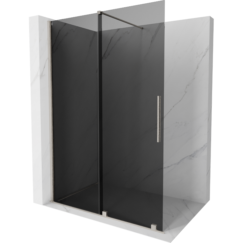 Mexen Velar sliding shower wall Walk-in 130 x 200 cm, graphite 8 mm, brushed nickel - 871-130-000-43-97