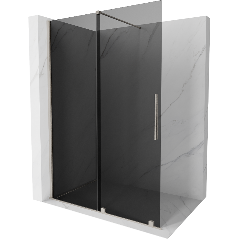 Mexen Velar Walk-in Duschwand 130 x 200 cm, graphit 8 mm, gebürstetes Nickel - 871-130-000-43-97
