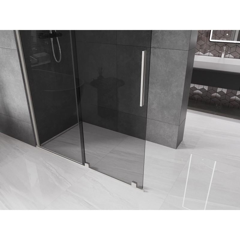 Mexen Velar Drsna tuš stena Walk-in 140 x 200 cm, grafit 8 mm, brušen nikel - 871-140-000-43-97