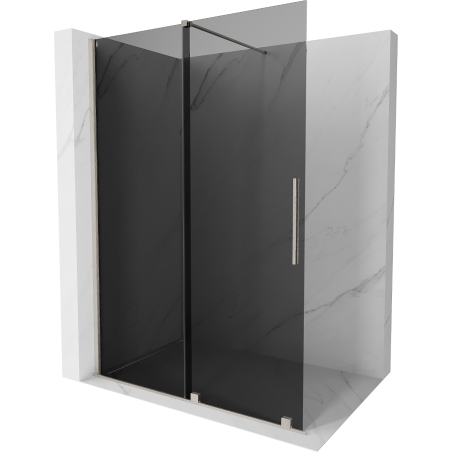 Mexen Velar Duschwand schwenkbar Walk-in 140 x 200 cm, graphit 8 mm, gebürstetes Nickel - 871-140-000-43-97
