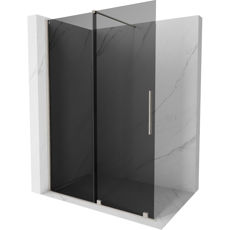 Mexen Velar parede de duche deslizante Walk-in 160 x 200 cm, grafite 8 mm, níquel escovado - 871-160-000-43-97