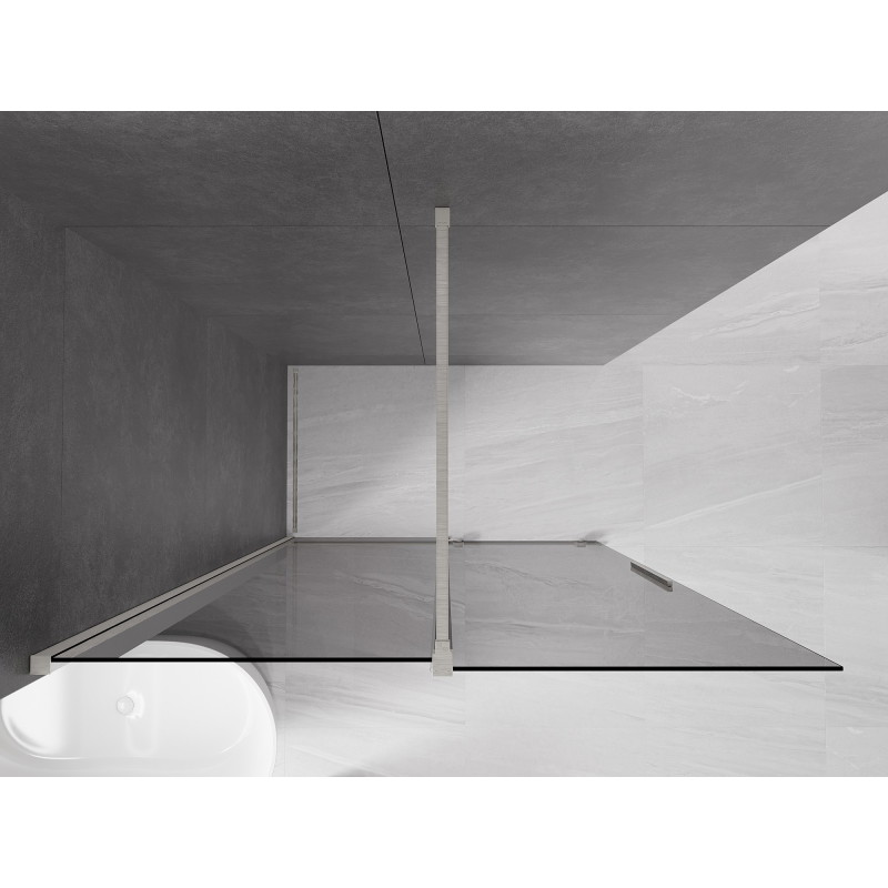 Mexen Velar lükand dušisein Walk-in 160 x 200 cm, grafiit 8 mm, harjatud nikkel - 871-160-000-43-97