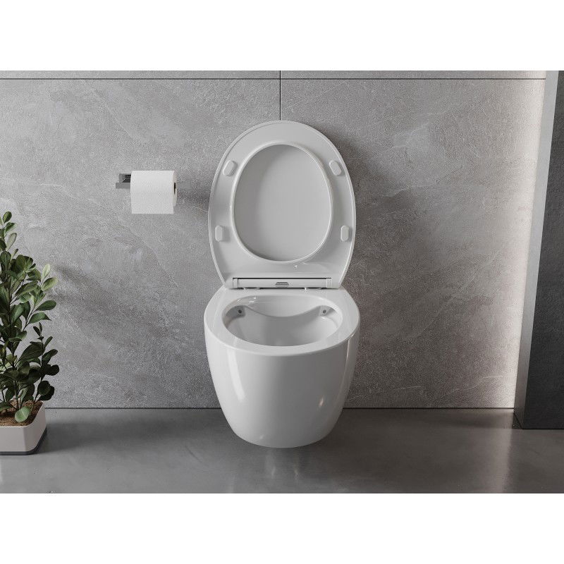 Mexen Egg WC Rimless con sedile slim a chiusura rallentata, duroplast, bianco lucido - 30245000