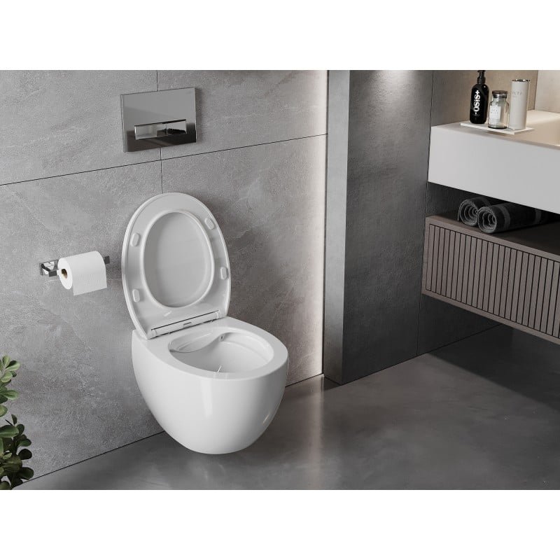 Mexen Egg cuvette wc Rimless avec lunette à descente progressive slim, duroplast, blanche brillante - 30245000