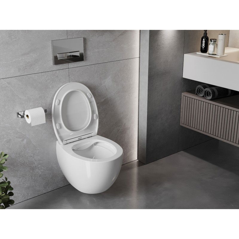 Mexen Egg WC-Schüssel Rimless mit langsam schließendem Slim-Sitz, Duroplast, weiß glänzend - 30245000