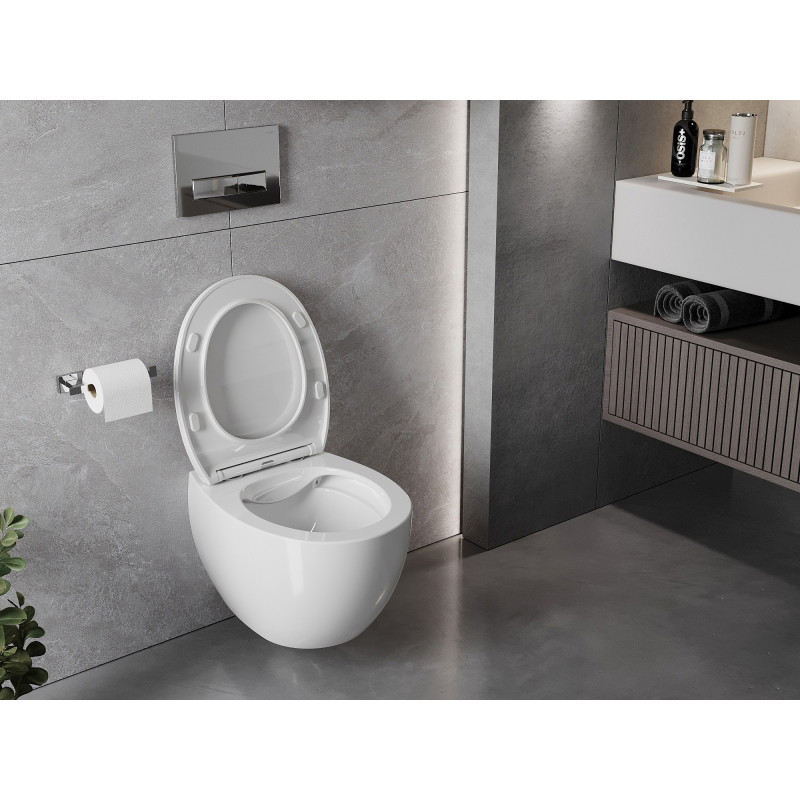 Mexen Egg wc školjka Bez ruba s daskom s usporenim spuštanjem slim, duroplast, bijeli sjaj - 30245000