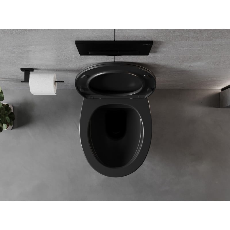 Mexen Egg miska wc Rimless z deską wolnoopadającą slim, duroplast, czarna mat - 30245070