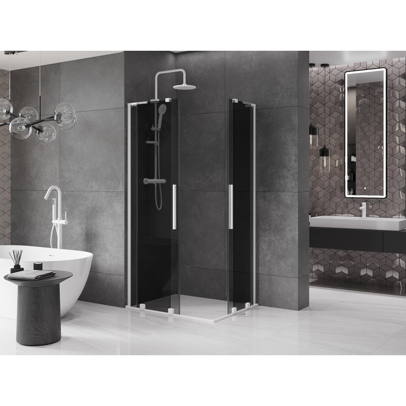 Mexen Velar L Duo klizni tuš vrata klizna 90 x 80 cm, grafit, bijela - 871-090-080-02-43-20