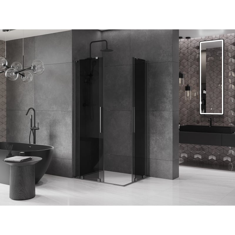 Mexen Velar L Duo lükanddušikabiin 90 x 80 cm, grafiit, harjatud relvatoon - 871-090-080-02-43-66