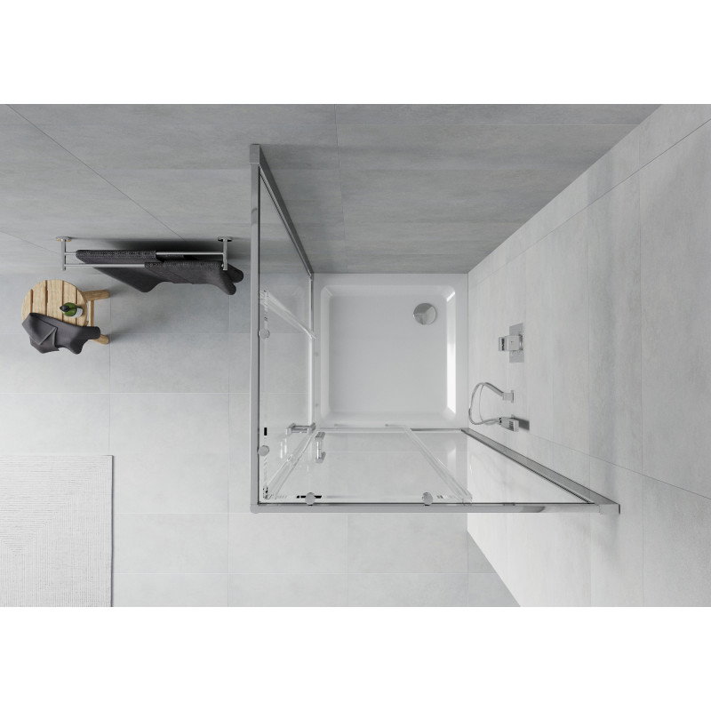 Mexen Rio 80 x 80 cm Square Shower Enclosure, Transparent, Chrome + Flat Shower Tray, White - 860-080-080-01-00-4010