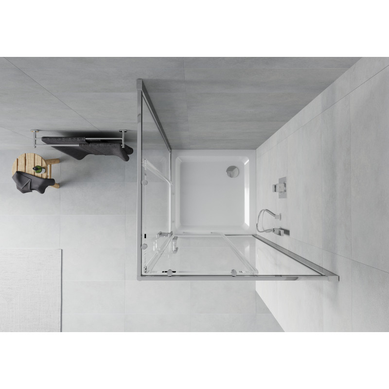 Mexen Rio cabine de douche carrée 80 x 80 cm, transparent, chrome + receveur plat, blanc - 860-080-080-01-00-4010