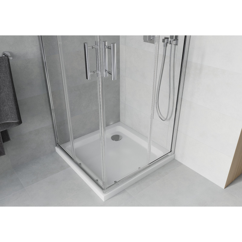 Mexen Rio cabine de douche carrée 80 x 80 cm, transparent, chrome + receveur plat, blanc - 860-080-080-01-00-4010