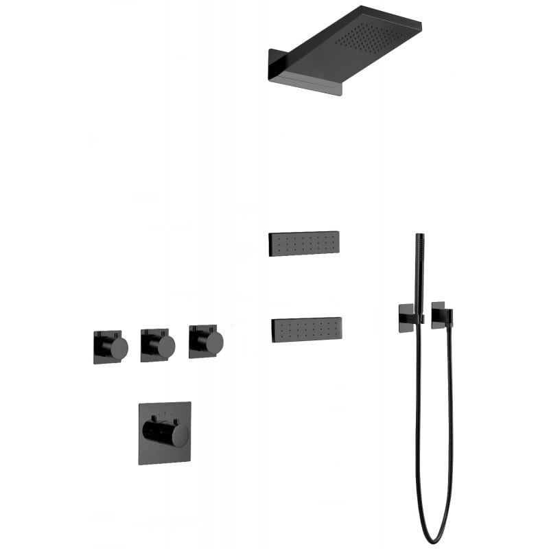 Mexen Fall ensemble de douche encastré, noir - 7602-04-70