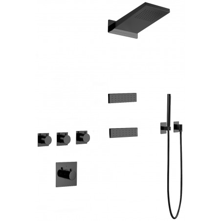 Mexen Fall inbouwdouche set, zwart - 7602-04-70