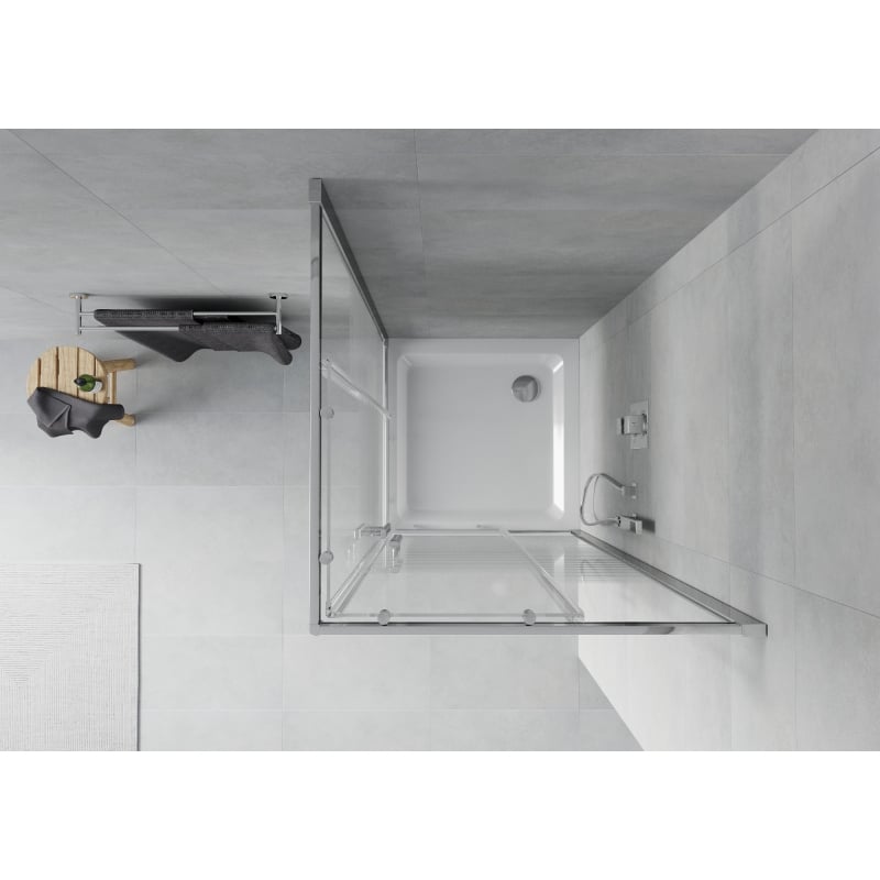 Mexen Rio četvrtasta tuš kabina 70 x 70 cm, bijele pruge, krom + tuš kada Flat, bijela - 860-070-070-01-20-4010