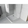 Mexen Rio ruudukujuline dušikabiin 80 x 80 cm, valged triibud, kroom + Flat dušialus, valge - 860-080-080-01-20-4010