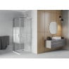 Mexen Rio cabine de douche carrée 90 x 90 cm, bandes blanches, chrome + receveur Flat, blanc - 860-090-090-01-20-4010