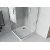 Mexen Rio cabine de douche carrée 90 x 90 cm, bandes blanches, chrome + receveur Flat, blanc - 860-090-090-01-20-4010