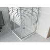 Mexen Rio cabine de douche carrée 90 x 90 cm, bandes blanches, chrome + receveur Flat, blanc - 860-090-090-01-20-4010