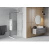 Mexen Rio cabine de douche carrée 90 x 90 cm, bandes blanches, chrome + receveur Flat, blanc - 860-090-090-01-20-4010