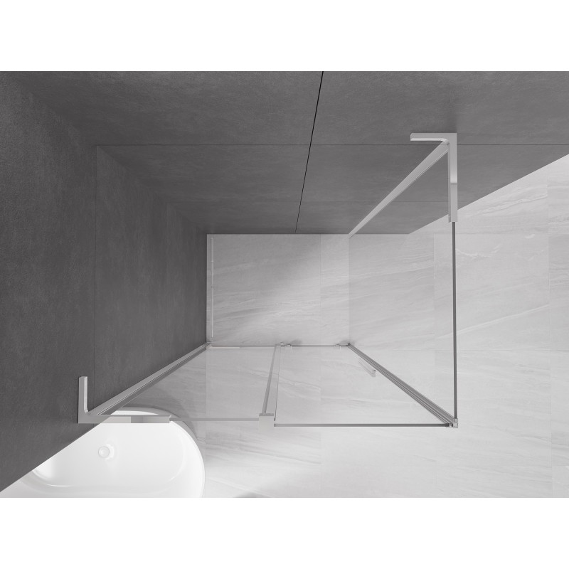 Mexen Velar L klizna za tuš s kliznim vratima 120 x 100 cm, prozirna, krom - 871-120-100-03-01