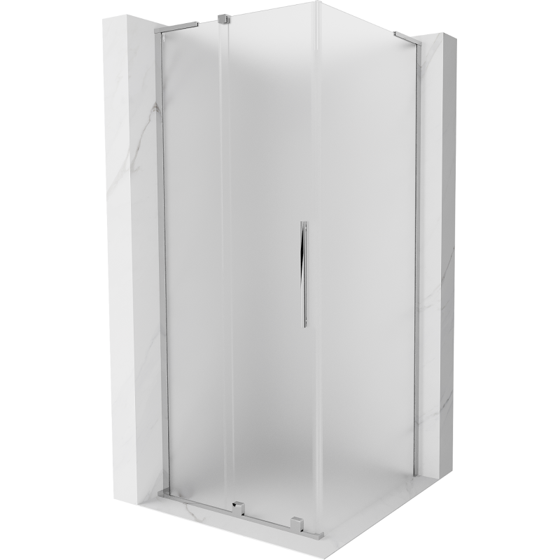 Mexen Velar L cabina doccia scorrevole 100 x 100 cm, smerigliata, cromo - 871-100-100-33-01