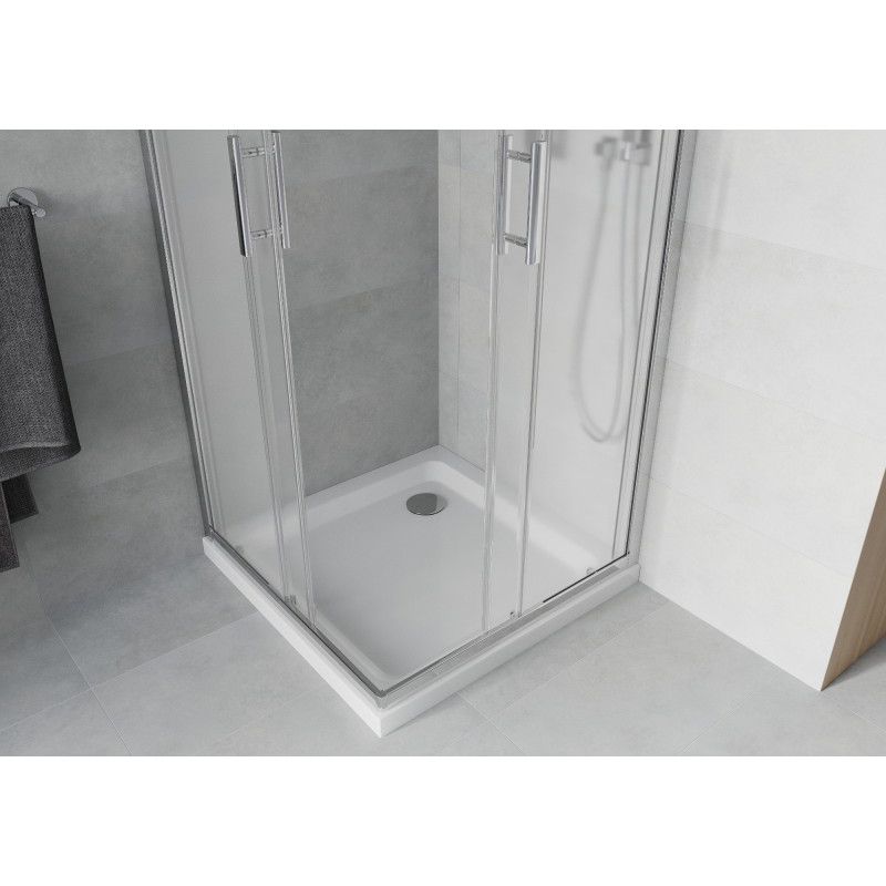 Mexen Rio square shower cabin 80 x 80 cm, frost, chrome + Flat tray, white - 860-080-080-01-30-4010