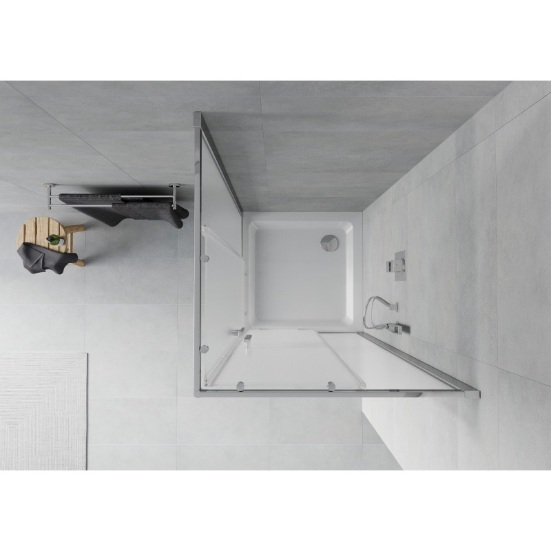 Mexen Rio kvadratna tuš kabina 80 x 80 cm, mraz, krom + plitica Flat, bijela - 860-080-080-01-30-4010