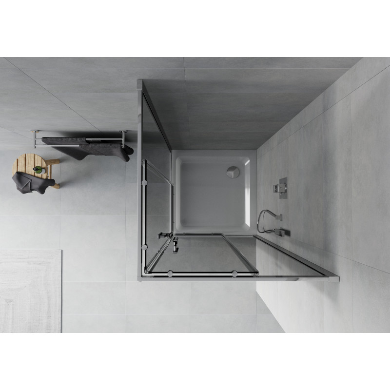 Mexen Rio kwadratische douchecabine 90 x 90 cm, grafiet, chroom + Flat douchebak, wit - 860-090-090-01-40-4010