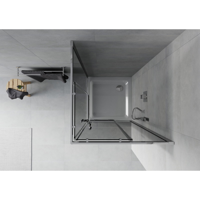 Mexen Rio square shower cabin 90 x 90 cm, graphite, chrome + Flat shower tray, white - 860-090-090-01-40-4010