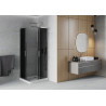 Mexen Rio square shower cabin 90 x 90 cm, graphite, chrome + Flat shower tray, white - 860-090-090-01-40-4010