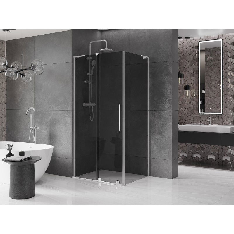 Mexen Velar L sliding shower cabin 100 x 90 cm, graphite, chrome - 871-100-090-43-01