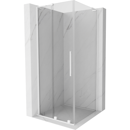 Mexen Velar L douchecabine schuifdeur 100 x 100 cm, transparant, wit - 871-100-100-03-20