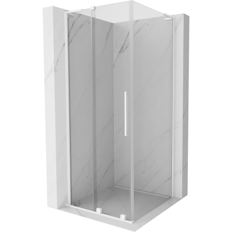 Mexen Velar L sliding shower enclosure 100 x 100 cm, transparent, white - 871-100-100-03-20